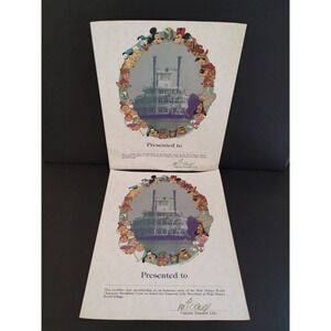 2 Disney 1985 Empress Lilly Riverboat Breakfast Honorary Mate Certificates Blank